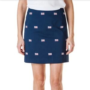 CASTAWAY Nantucket Women's Navy Blue American Flag Embroidered Mini Skirt Size 0